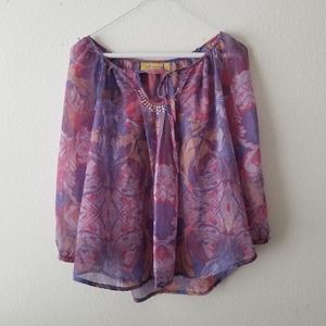 Vera Wang Sheer flowered Blouse